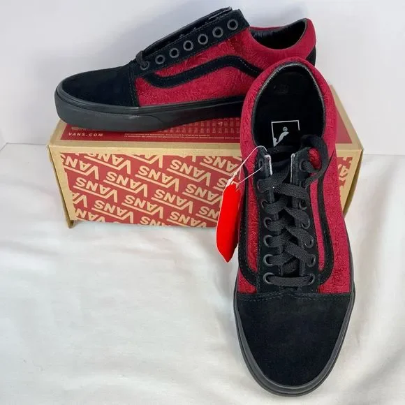 Vans Old Skool Velvet Parisian Night Black Cerise Red shoes NWB Unisex Men’s 7 W - Picture 1 of 11